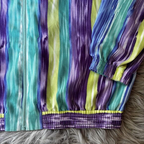 TEDDI Jack Sz M Full Zip Colorful Lightweight Watercolor Vintage 90s Casual Fun - Picture 2 of 8